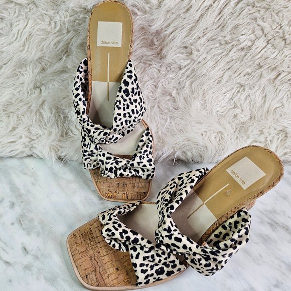 Dolce Vita Women's Leopard Strapped Cork Wedge Sandals EU-38/US L7 M5 - Picture 1 of 7